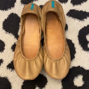 Tieks metallic gold flats